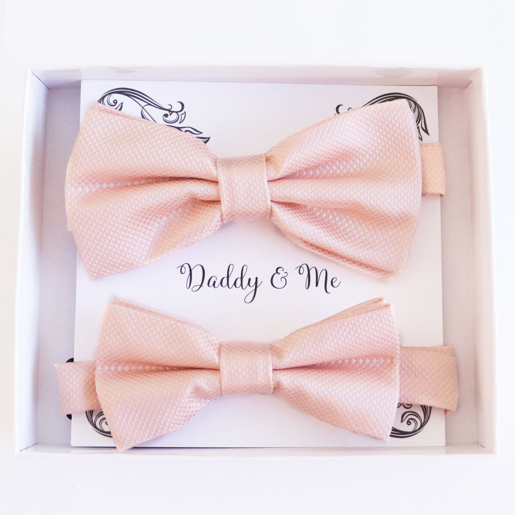 Pearl blush Bow tie set for daddy son, Daddy me gift set Father son match daddy me bow Handmade Pearl blush kids bow Adjustable pre tied bow