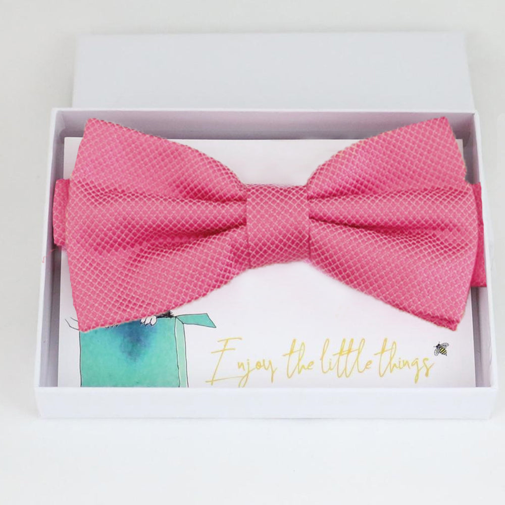 Pink burlap bow tie Best man Groomsman Man of honor ring bearer request gift, Kids adult bow, Adjustable Pre tied High quality 