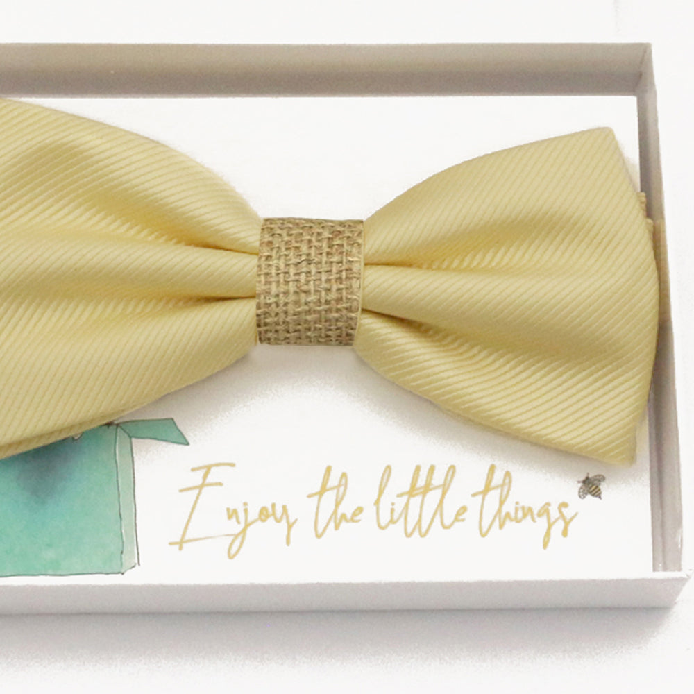 Sunlight yellow burlap bow tie Best man Groomsman Man of honor ring bearer request gift, Kids adult bow, Adjustable Pre tied High quality, Birthday Congrats