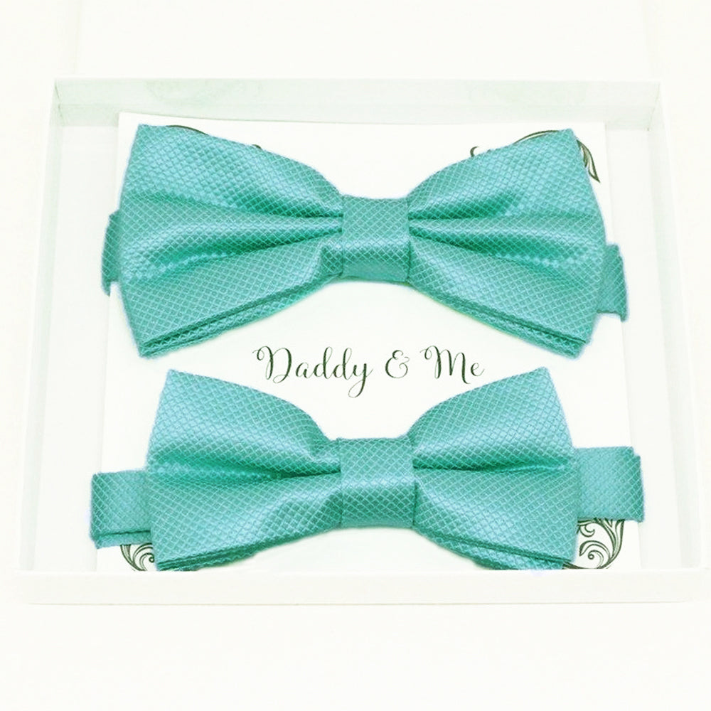 Turquoise blue Bow tie set for daddy and son, Daddy me gift set, Grandpa and me, Father son matching, Toddler bow tie, daddy me bow tie gift