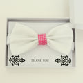 White bow tie, Best man request bow, Groomsman bow tie, Ring Bearer bow tie, Man of honor gift, Kids bow, White hot pink bow tie, handmade
