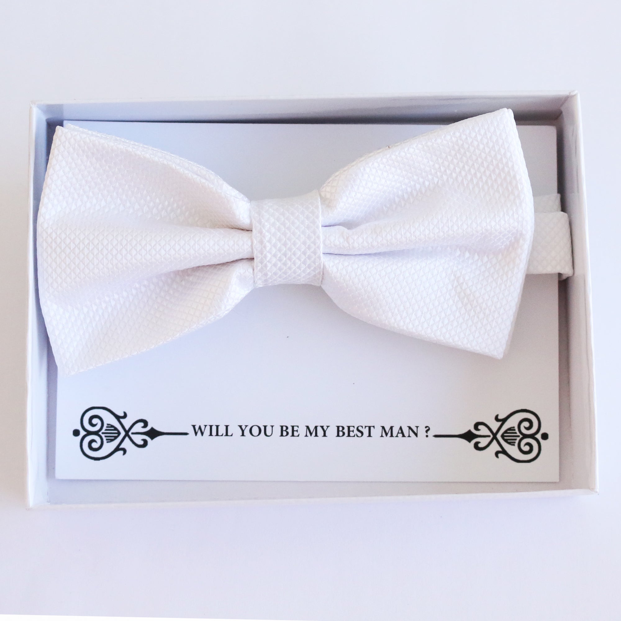 White bow tie, Best man request gift, Groomsman bow tie, Ring Bearer bow tie, Man of honor gift, baby announcement, toddler White bow tie