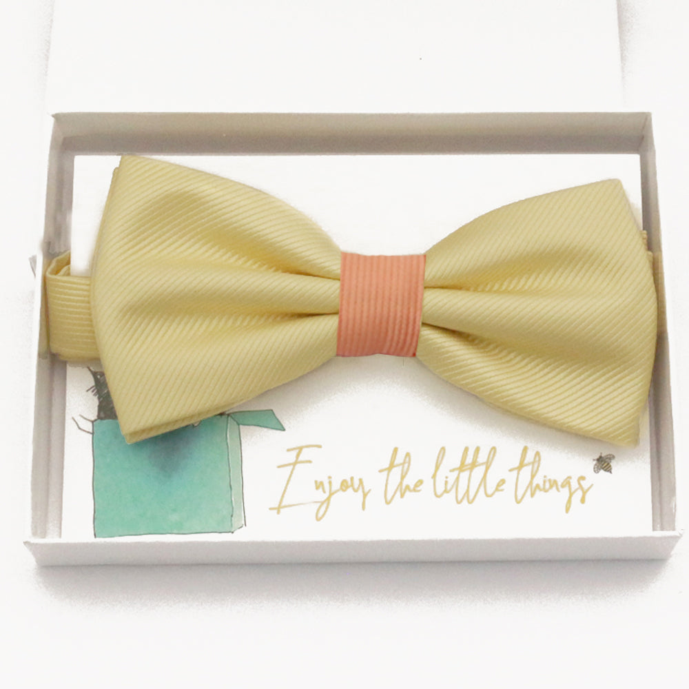 Sunlight yellow peach bow tie Best man Groomsman Man of honor ring bearer request gift, Kids adult bow, Adjustable Pre tied High quality, Birthday Congrats