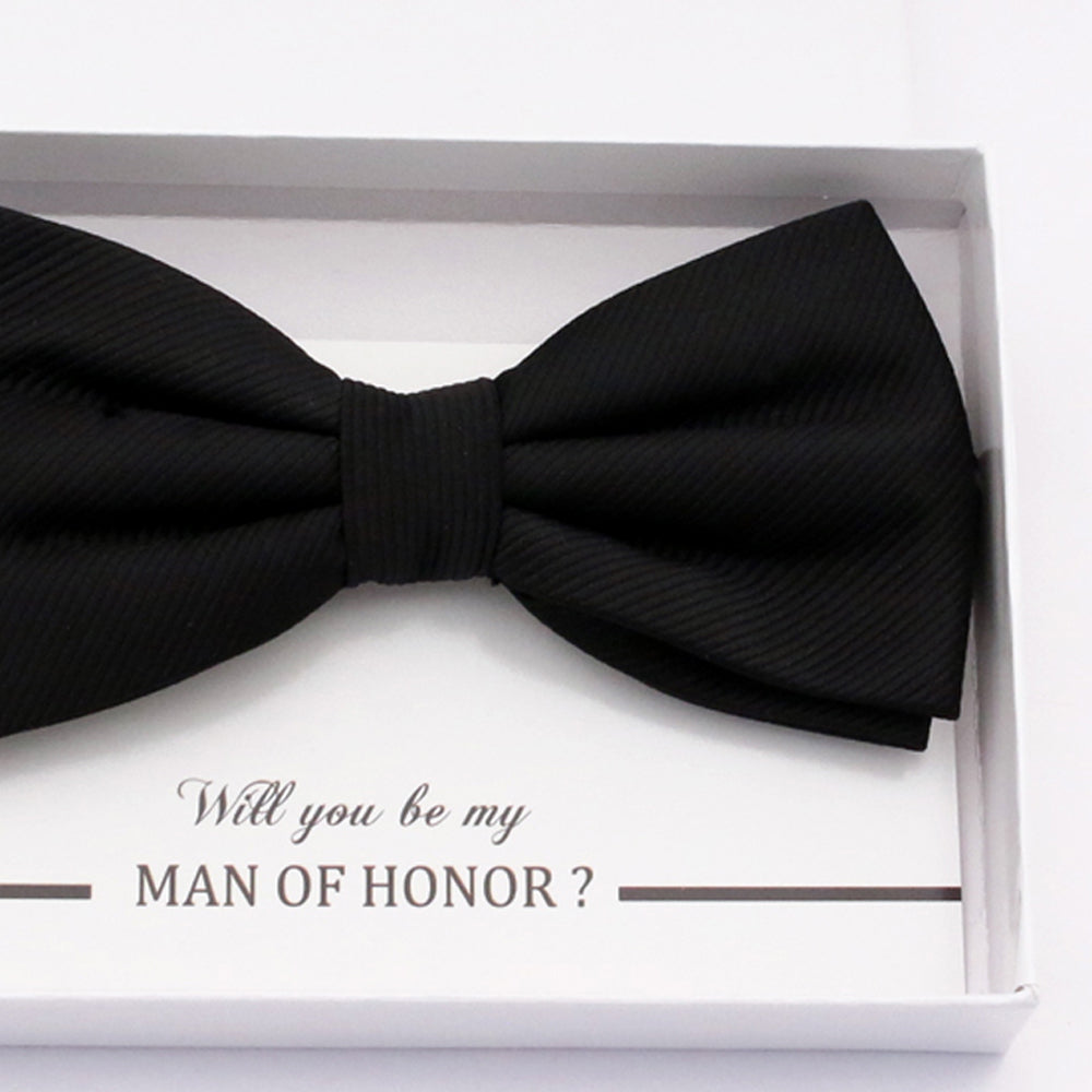 Black bow tie Best man Groomsman Man of honor ring bearer request gift, Kids adult bow, Adjustable Pre tied High quality, Birthday Congrats