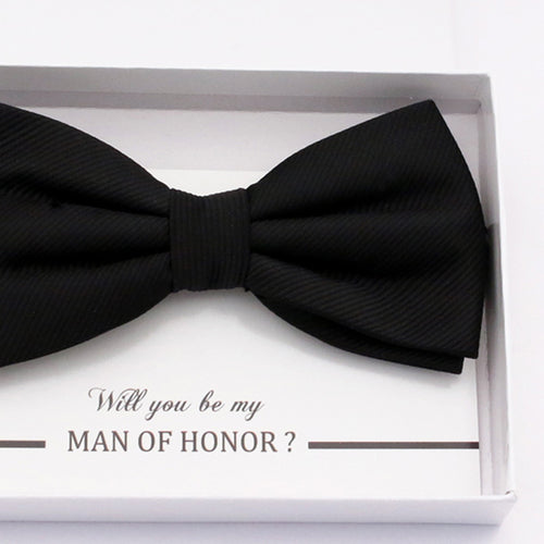 Black bow tie Best man Groomsman Man of honor ring bearer request gift, Kids adult bow, Adjustable Pre tied High quality, Birthday Congrats