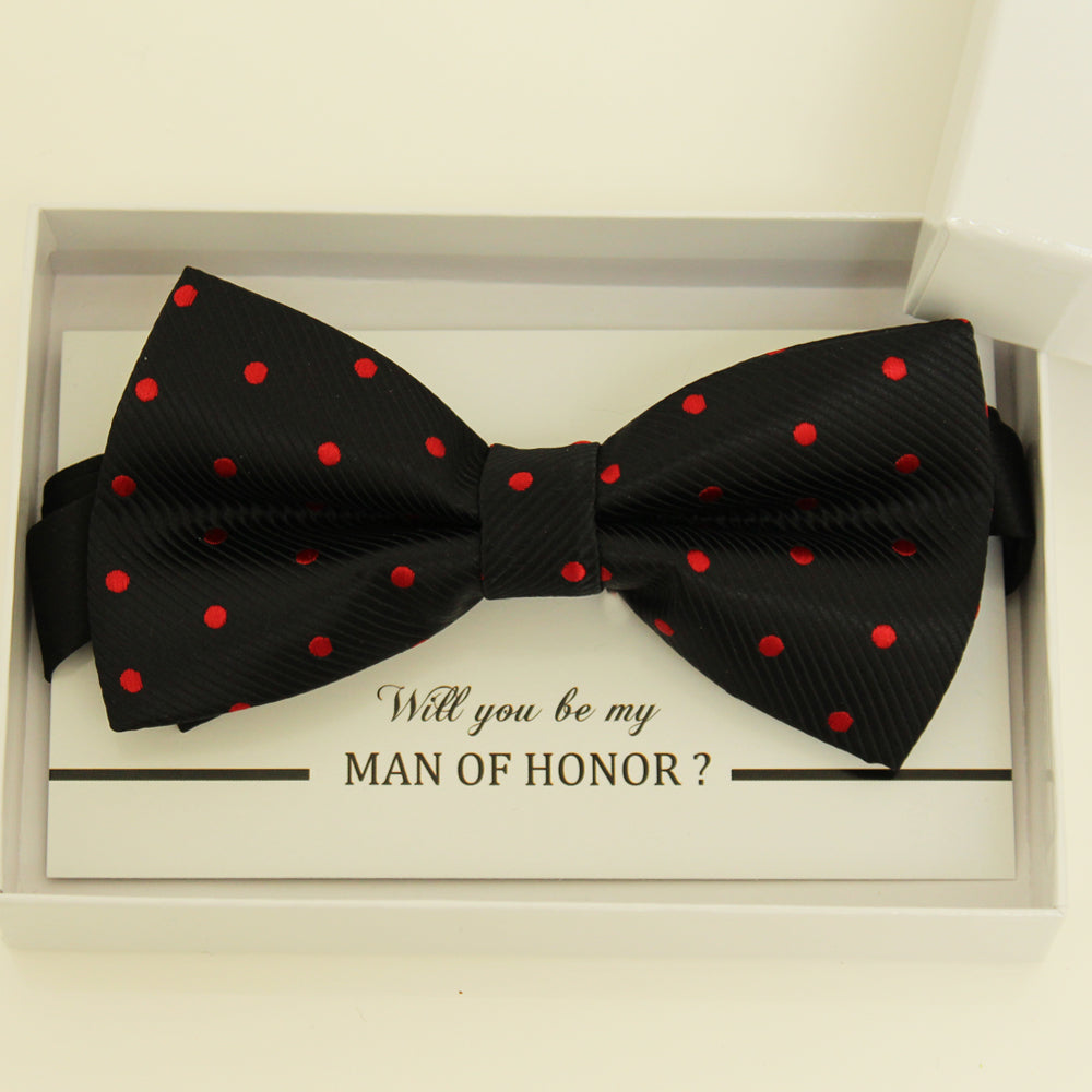 Black Red  bow tie, Best man request gift, Groomsman bow tie, Man of honor gift, Best man bow tie, best man gift, man of honor request bow