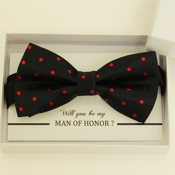 Black Red  bow tie, Best man request gift, Groomsman bow tie, Man of honor gift, Best man bow tie, best man gift, man of honor request bow