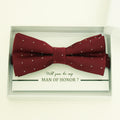 Burgundy bow tie, Best man request gift, Groomsman bow tie, Man of honor gift, Best man bow tie, man of honor, Burgundy bow, thank you gift