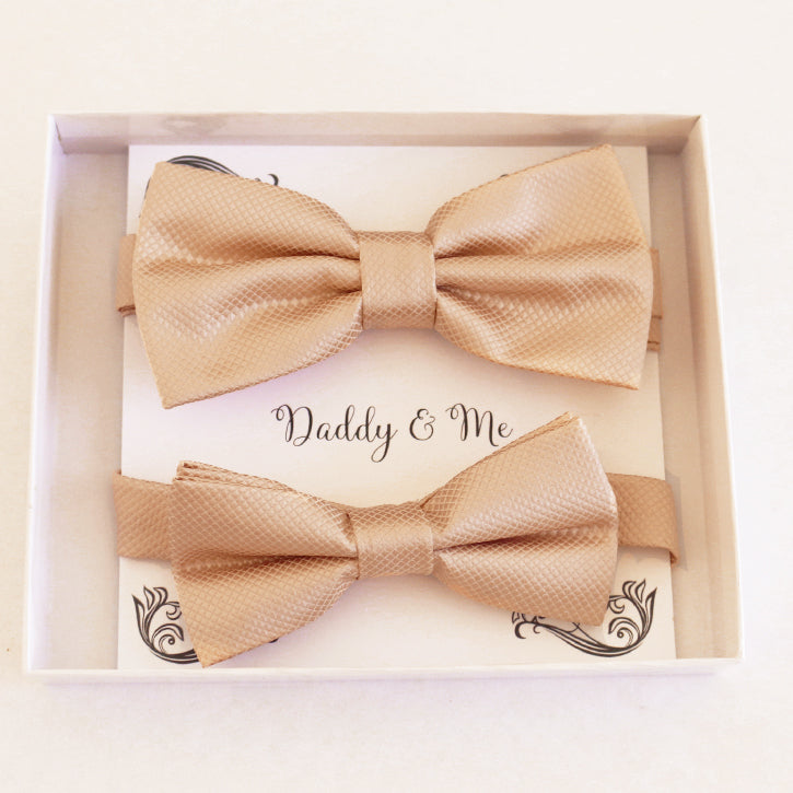 Champagne Bow tie set for daddy and son Daddy me gift set Grandpa Father son matching Adjustable pre tied bow, Toddler bow tie 