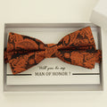 Copper Paisley bow tie, Best man request gift, Groomsman bow tie, Man of honor gift, Best man bow tie, man of honor, Thank you, Copper bow
