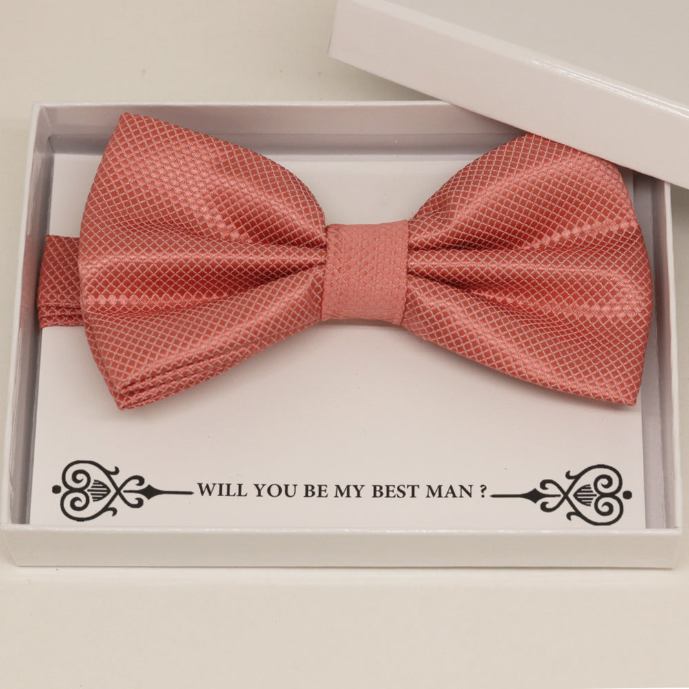 Coral bow tie, Best man gift , Groomsman bow tie, Man of honor gift, Best man bow tie, best man gift, man of honor request, Ring bearer Gift
