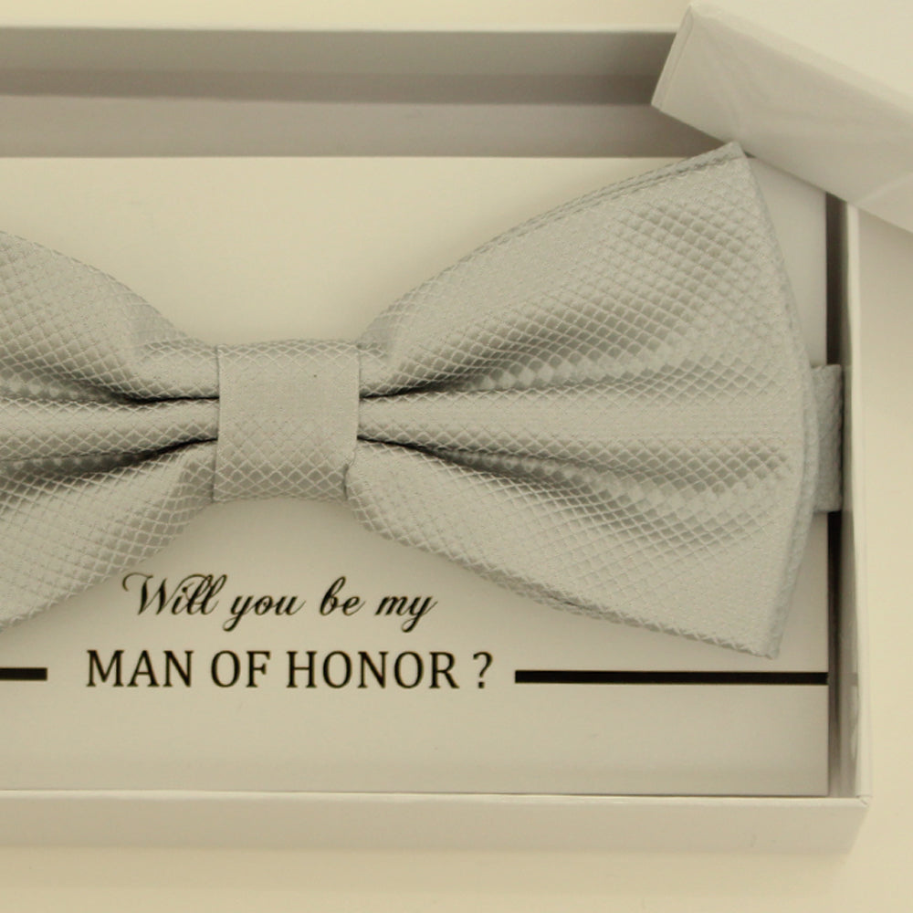 Gray bow tie, Best man request bow, Groomsman bow tie, Ring Bearer bow tie, Man of honor gift, Gray kids bow tie, Man of honor bowtie