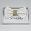 White Burlap bow tie, Best man request gift, Groomsman bow tie, Man of honor gift, Best man bow tie, best man gift, man of honor request bow