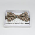 Brown Ivory gingham bow tie, Best man request gift, Groomsman bow tie, Man of honor gift, Best man bow tie, best man gift, man of honor request, thank you