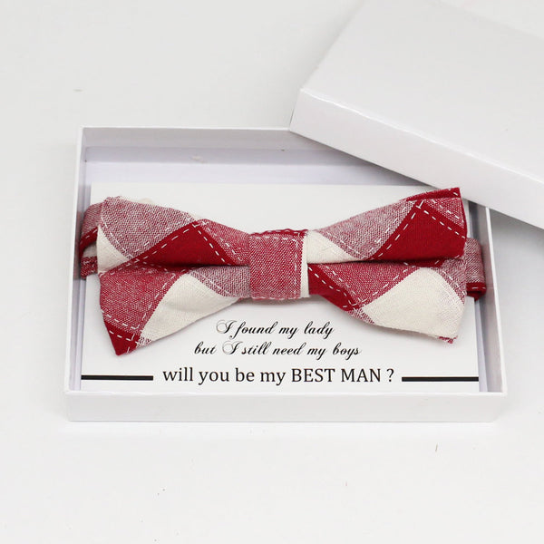 Red bow tie, Best man request gift, Groomsman bow tie, Man of honor gift, Best man bow tie, best man gift, man of honor request, thank you