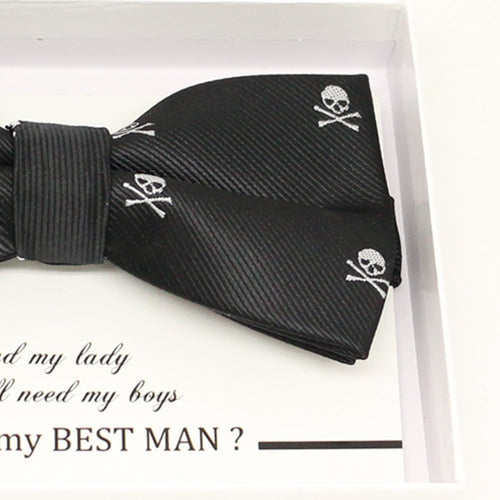 Black Skull bow tie — handmade, pre-tied and adjustable