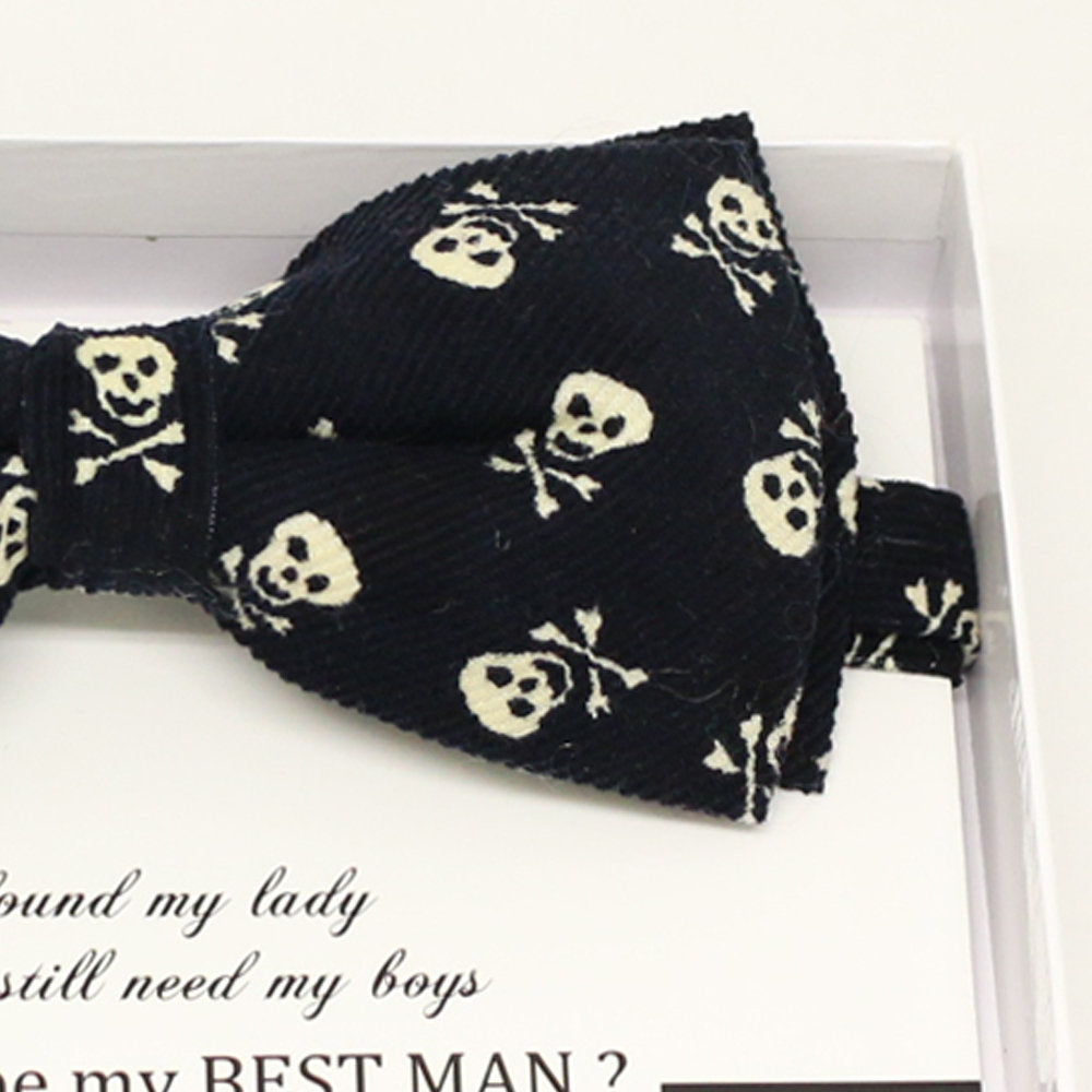 Black skull bow tie, Best man request gift, Groomsman bow tie, Man of honor gift, Best man bow tie, best man gift, man of honor request bow