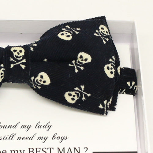 Black skull bow tie, Best man request gift, Groomsman bow tie, Man of honor gift, Best man bow tie, best man gift, man of honor request bow