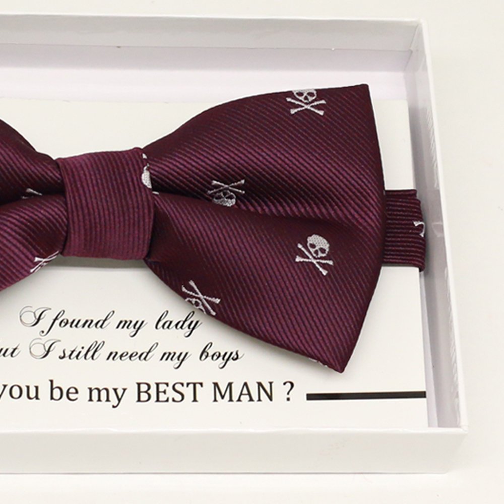 Purple skull bow tie, Best man request gift, Groomsman bow tie, Man of honor gift, Best man bow tie, best man gift, man of honor request