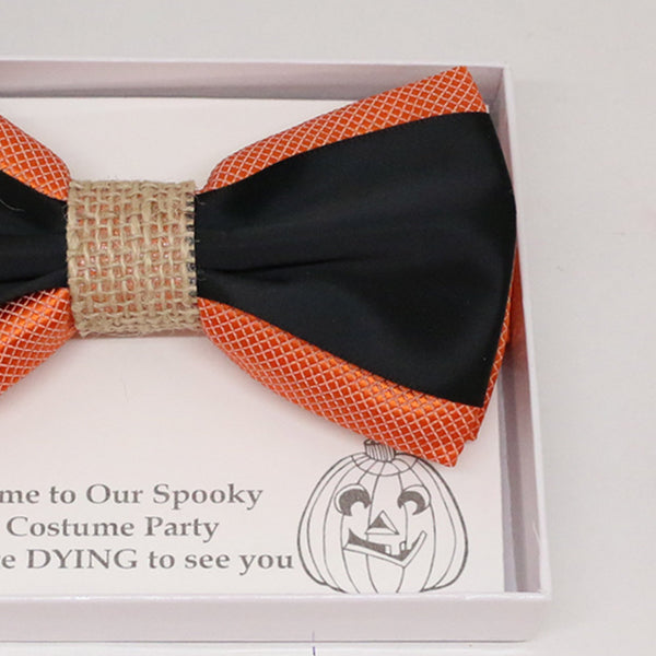 Black orange burlap bow tie, Best man request gift, Groomsman bow tie, Man of honor gift, Best man bow, best man gift, man of honor request
