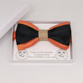 Black orange burlap bow tie, Best man request gift, Groomsman bow tie, Man of honor gift, Best man bow, best man gift, man of honor request