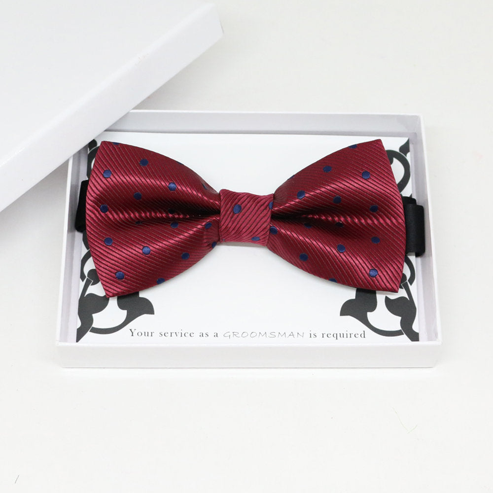 Burgundy navy bow tie, Best man request gift, Groomsman bow tie, Man of honor gift, Best man bowtie, best man gift, man of honor request bow