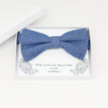Denim bow tie, Best man request gift, Groomsman bow tie, Man of honor gift, Best man bow tie, best man gift, man of honor request, thank you