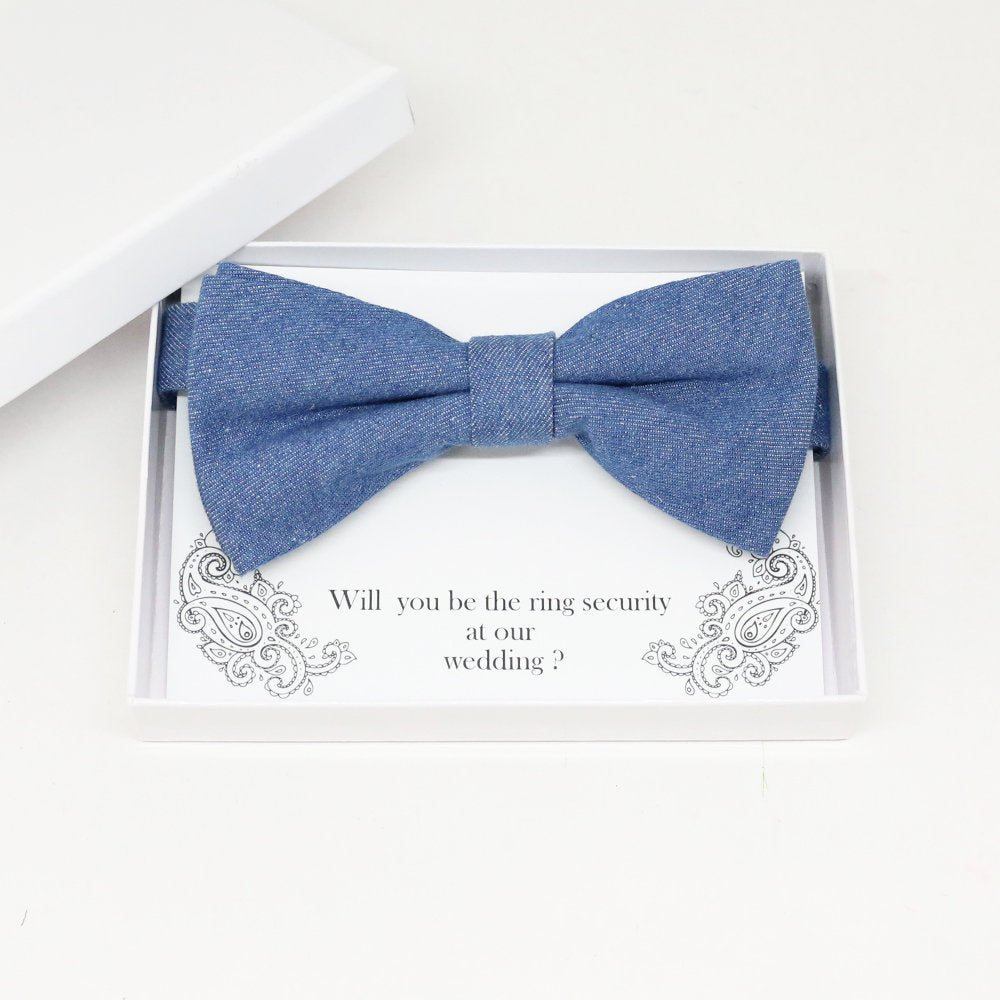 Denim bow tie, Best man request gift, Groomsman bow tie, Man of honor gift, Best man bow tie, best man gift, man of honor request, thank you