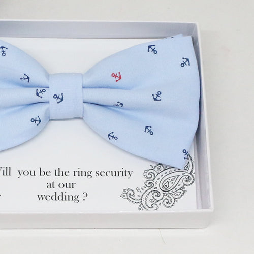 Blue bow tie, Best man request gift, Groomsman bow tie, anchor