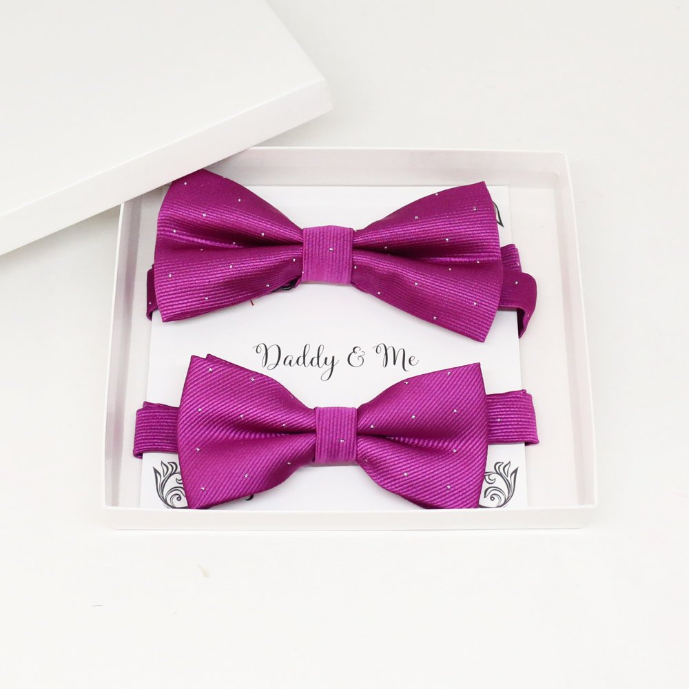 Fuchsia Bow tie set for daddy and son, Daddy and me gift set, Grandpa and me, Father son matching, Toddler bow tie, daddy me bow tie gift