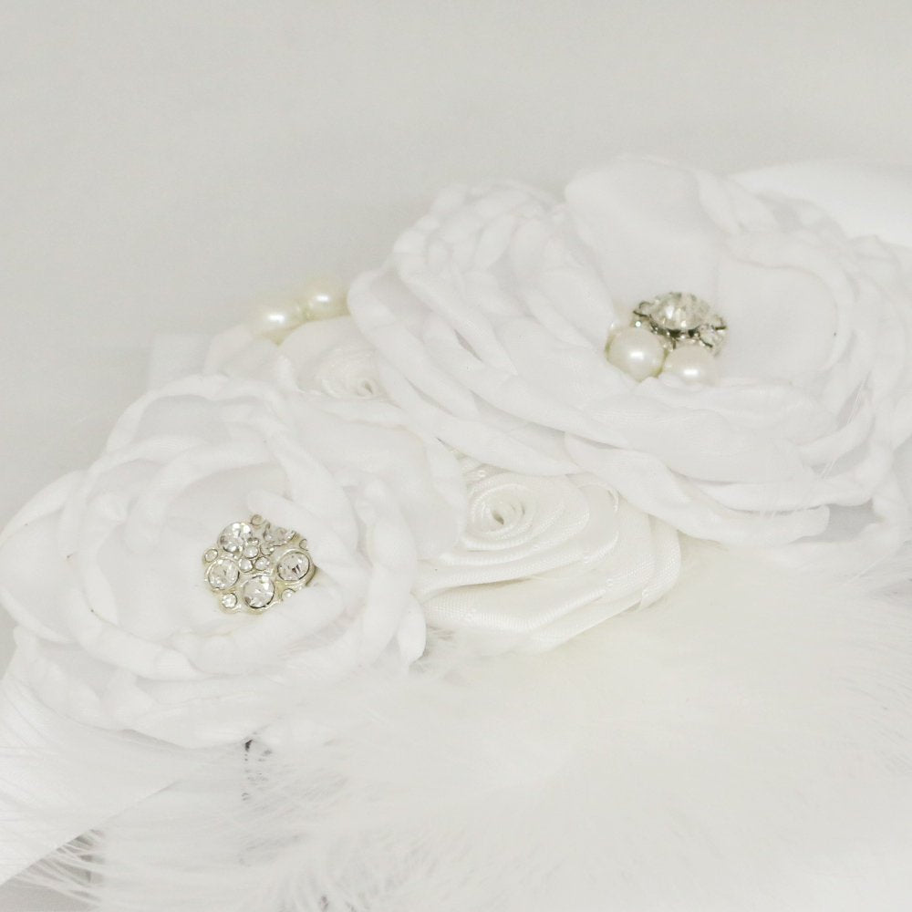 white rose with Pearl Flower Sash, Flower girl sash belt, Satin sash, Maternity Flower Sash,Flower belt,Wedding Sash belt,Bridemade Sash
