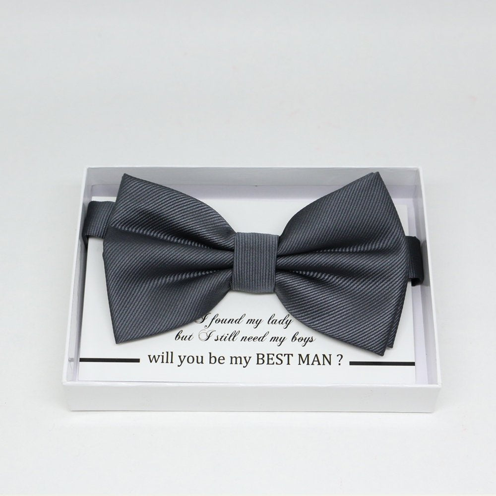 Charcoal bow tie, Best man request gift, Groomsman bow tie, Man of honor gift, Best man bow tie, best man gift, man of honor request bow tie