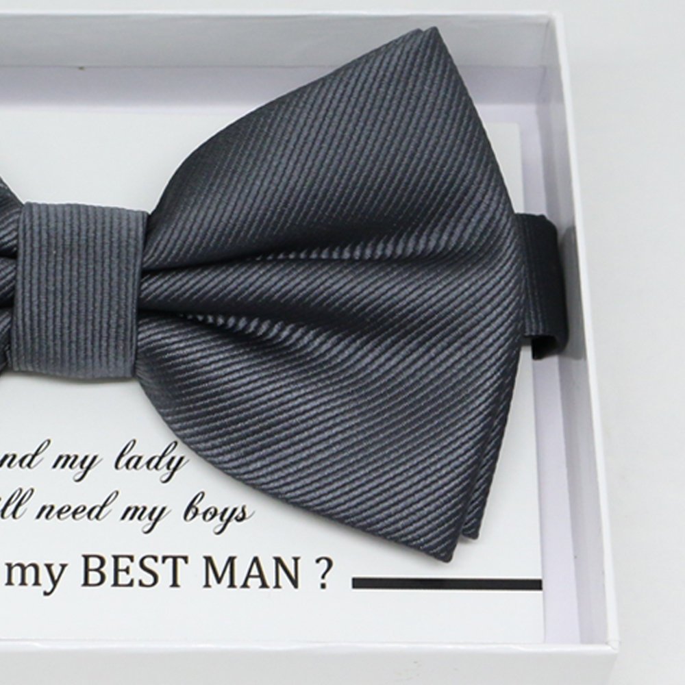 Charcoal bow tie, Best man request gift, Groomsman bow tie, Man of honor gift, Best man bow tie, best man gift, man of honor request bow tie