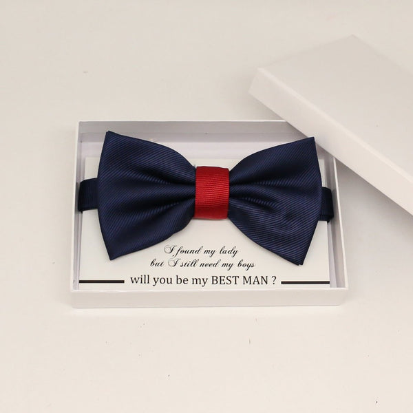 Navy red bow tie, Best man request gift, Groomsman bow tie, Man of honor gift, Best man bow tie, best man gift, man of honor request