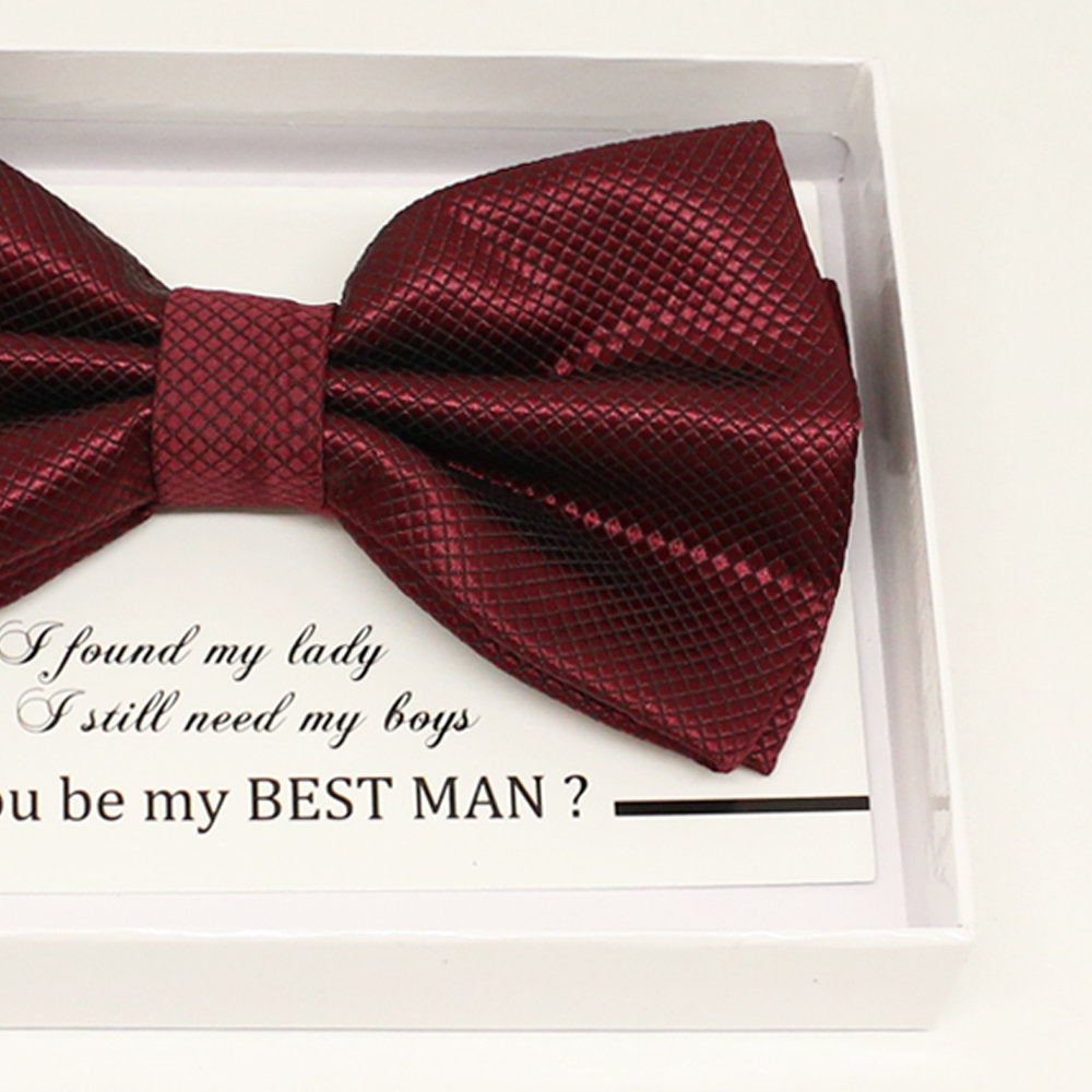 Burgundy bow tie, Best man request gift, Groomsman bow tie, Man of honor gift, Best man bow tie, best man gift, man of honor request bow tie