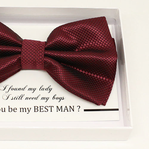 Burgundy bow tie, Best man request gift, Groomsman bow tie, Man of honor gift, Best man bow tie, best man gift, man of honor request bow tie