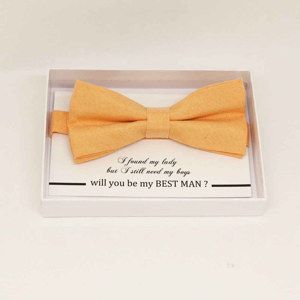 Pale orange bow tie, Best man request gift, Groomsman bow tie, Man of honor gift, Best man bow tie, best man gift, man of honor request bow