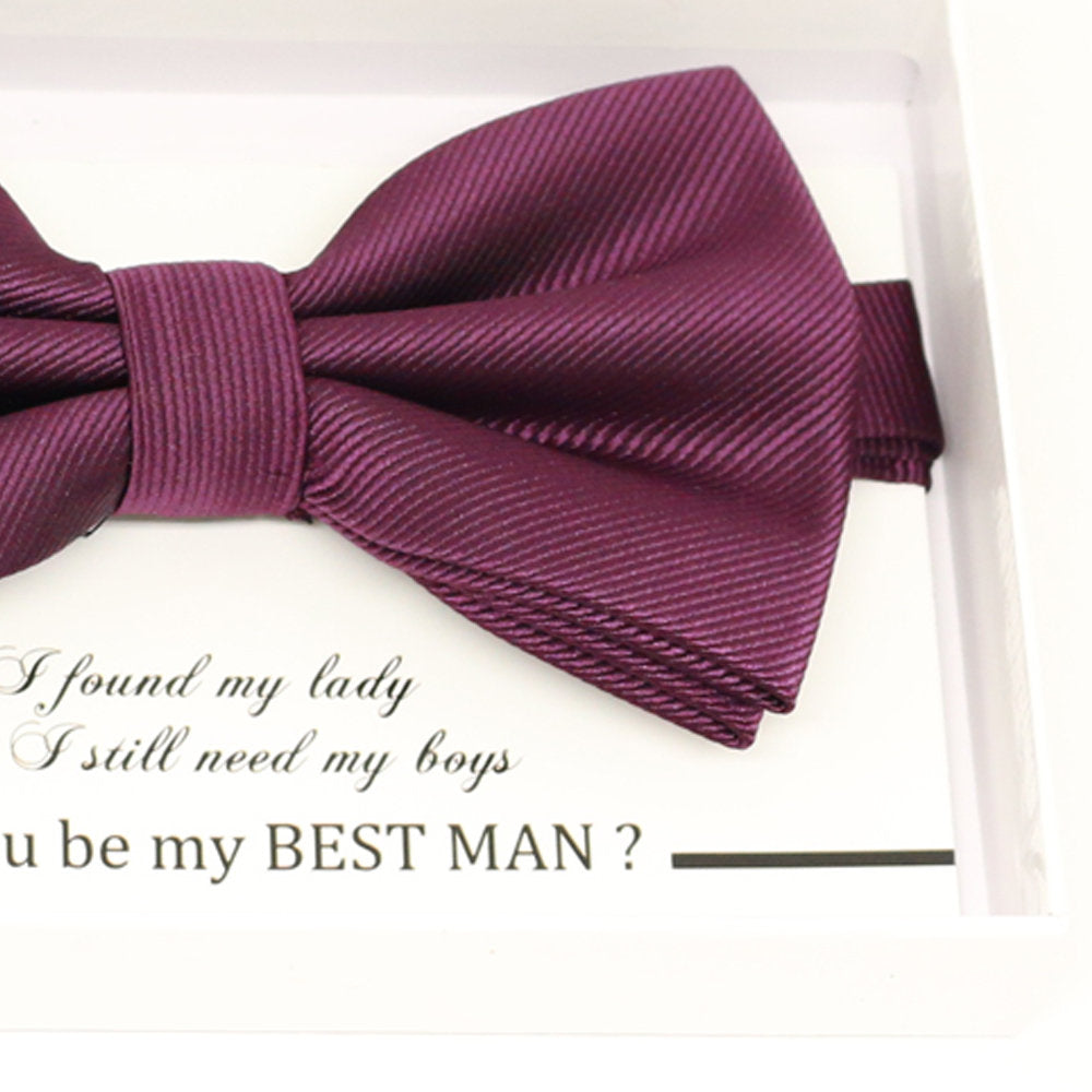 Purple bow tie, Best man request gift, Groomsman bow tie, Man of honor gift, Best man bow, best man gift, man of honor request, Prune bow
