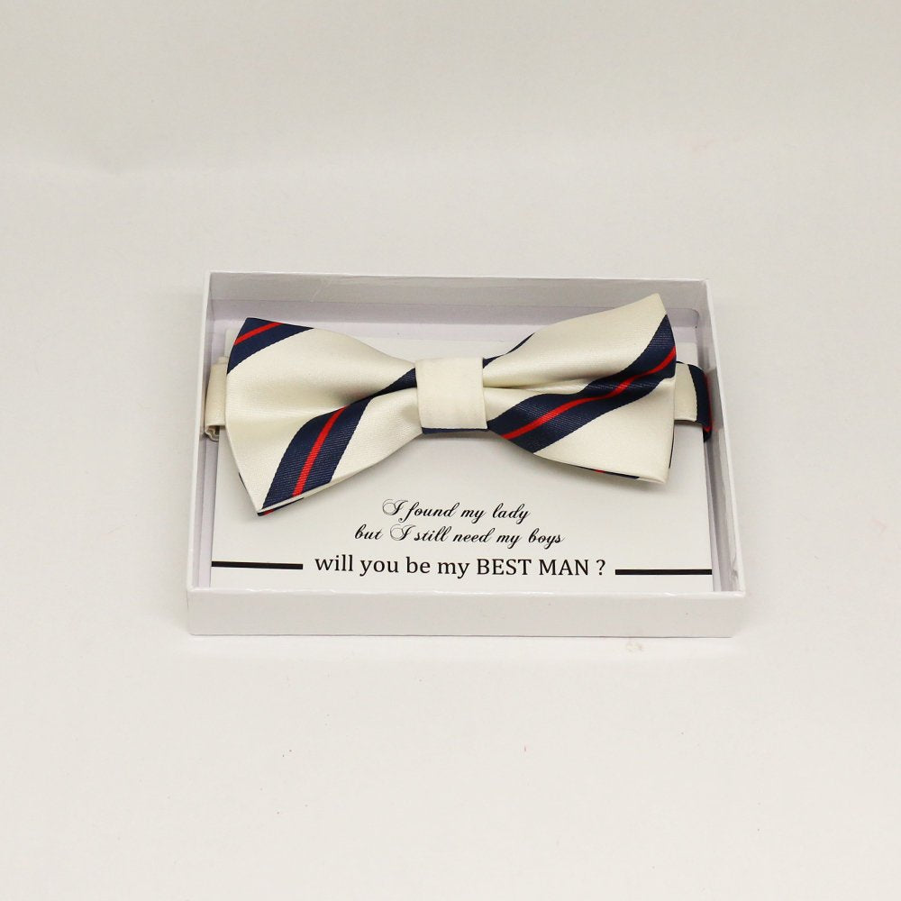 Strip white bow tie, Best man request gift, Groomsman bow tie, Man of honor gift, Best man bow tie, best man gift, man of honor request bow
