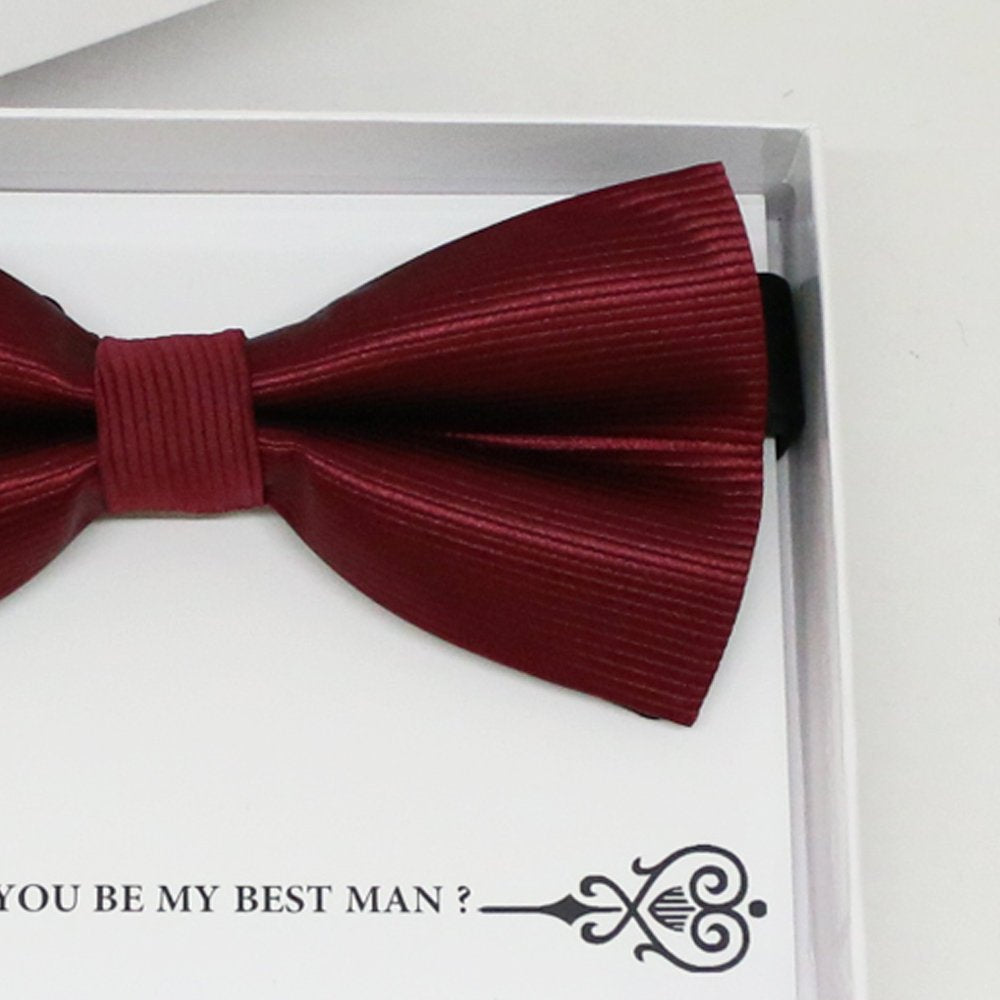 Burgundy bow tie, Best man request gift, Groomsman bow, Man of honor gift, Best man bow tie, best man gift, man of honor request, thank you