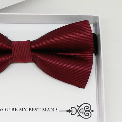 Burgundy bow tie, Best man request gift, Groomsman bow, Man of honor gift, Best man bow tie, best man gift, man of honor request, thank you