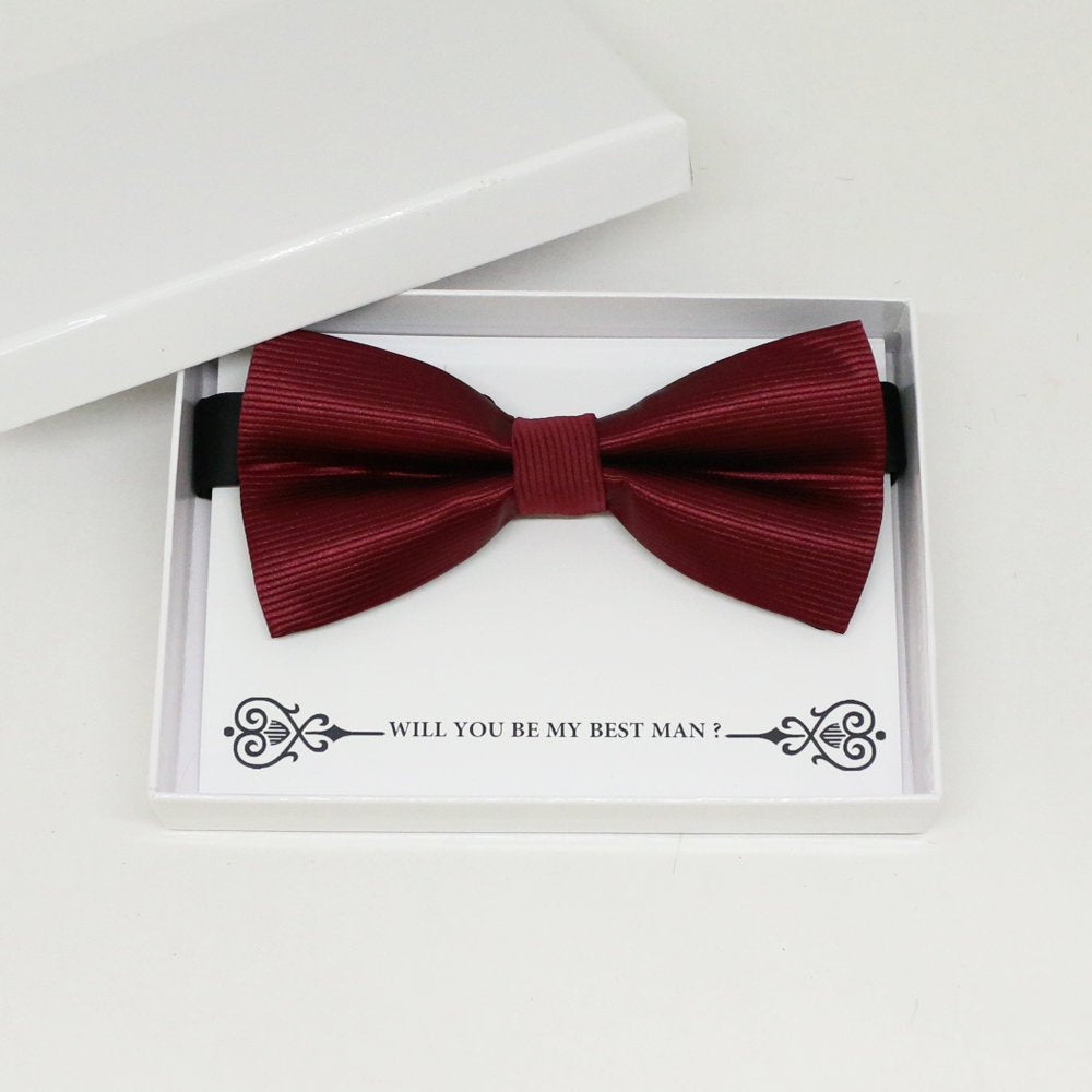 Burgundy bow tie, Best man request gift, Groomsman bow, Man of honor gift, Best man bow tie, best man gift, man of honor request, thank you