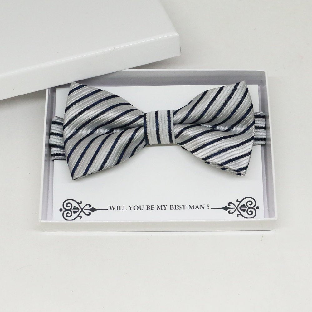 Silver black bow tie, Best man request gift, Groomsman bow tie, Man of honor gift, Best man bow tie, best man gift, man of honor request, bow tie