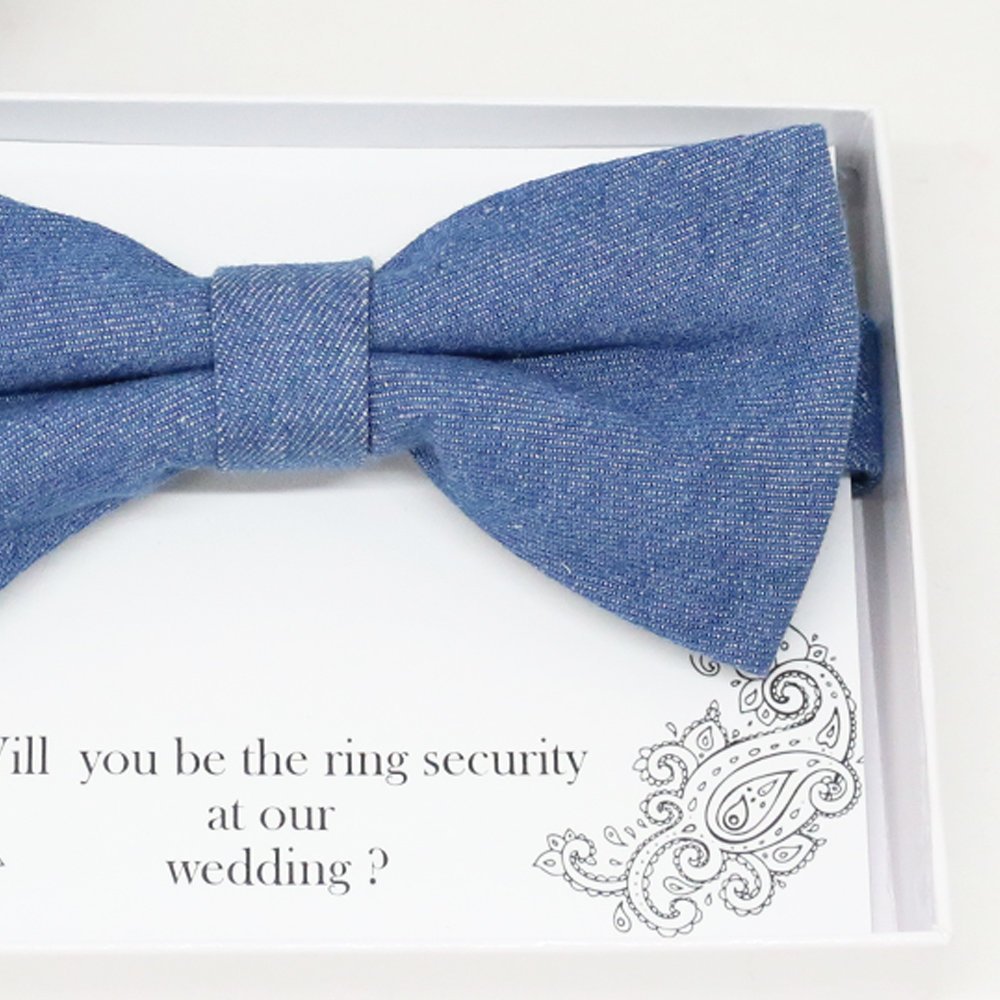 Denim bow tie, Best man request gift, Groomsman bow tie, Man of honor gift, Best man bow tie, best man gift, man of honor request, thank you