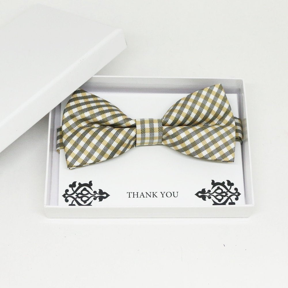 Champagne bow tie, Best man request gift, Groomsman bow tie, Man of honor gift, Best man bow tie, best man gift, almond Beige plaid bow