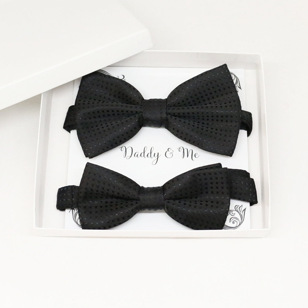 Black polka dots Bow tie set for daddy and son, Daddy and me gift set, Grandpa and me, Father son match, Toddler bow tie, daddy me bow tie