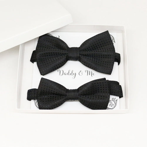 Black polka dots Bow tie set for daddy and son, Daddy and me gift set, Grandpa and me, Father son match, Toddler bow tie, daddy me bow tie