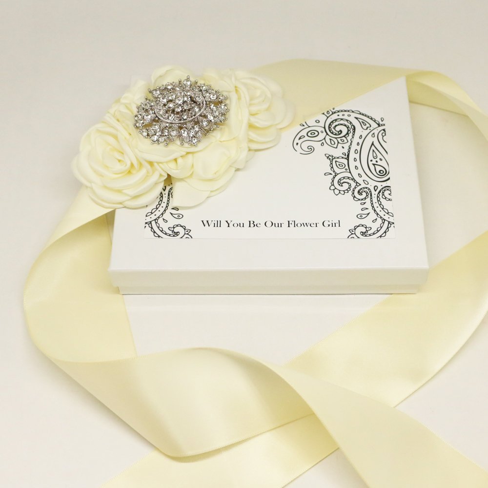 Lemon rose with diamond Flower Sash, Flower girl sash belt, Satin sash, Flower belt, Wedding Sash belt, Bridesmaid Sash
