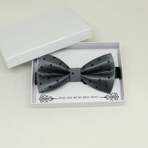 Charcoal and Black bow tie — handmade, pre-tied and adjustable, wedding and everyday