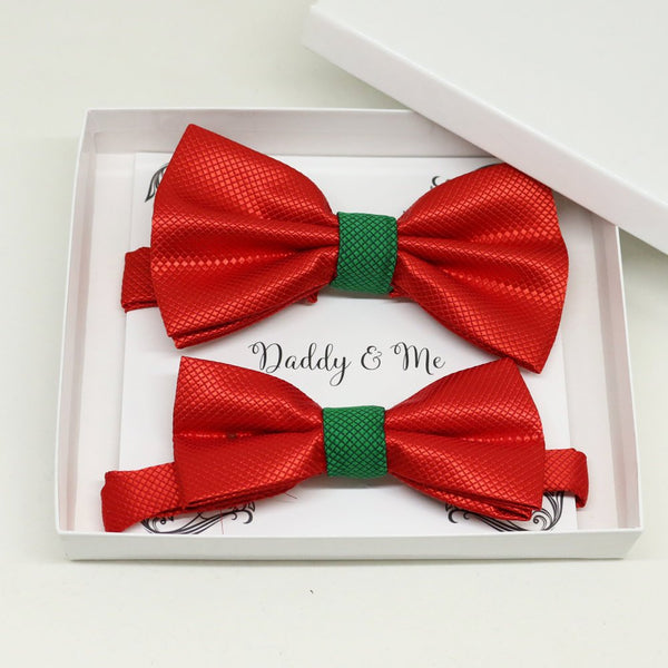 Red green Bow tie set for daddy and son, Daddy me gift set, Grandpa and me, Father son matching, Toddler bow tie, daddy me bow, Red and Green bow